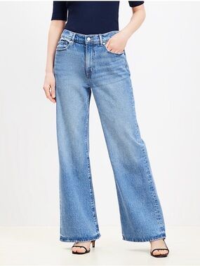Loft Petite High Rise Wide Leg Jeans